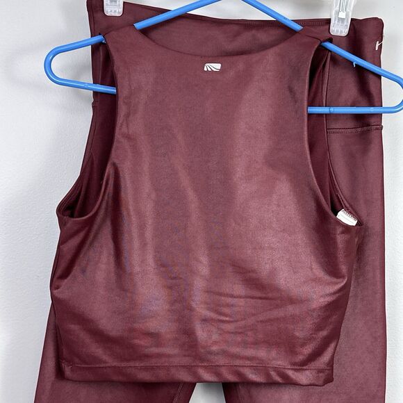 Marika Dylan Shimmer Foil Sports Bra Top Yoga Leggings Matching Set Size Large - Picture 5 of 13